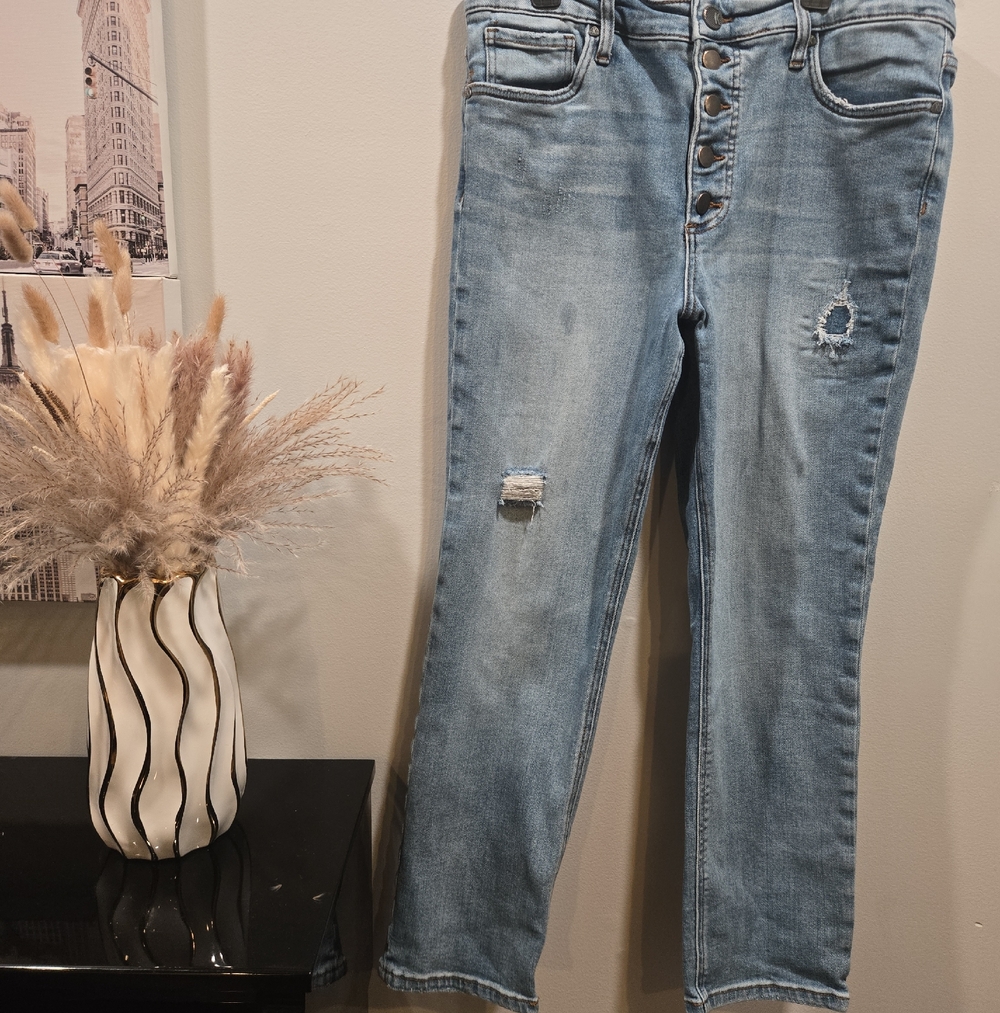 Kut from the Kloth Light Blue High-Rise Button-Fly Jeans